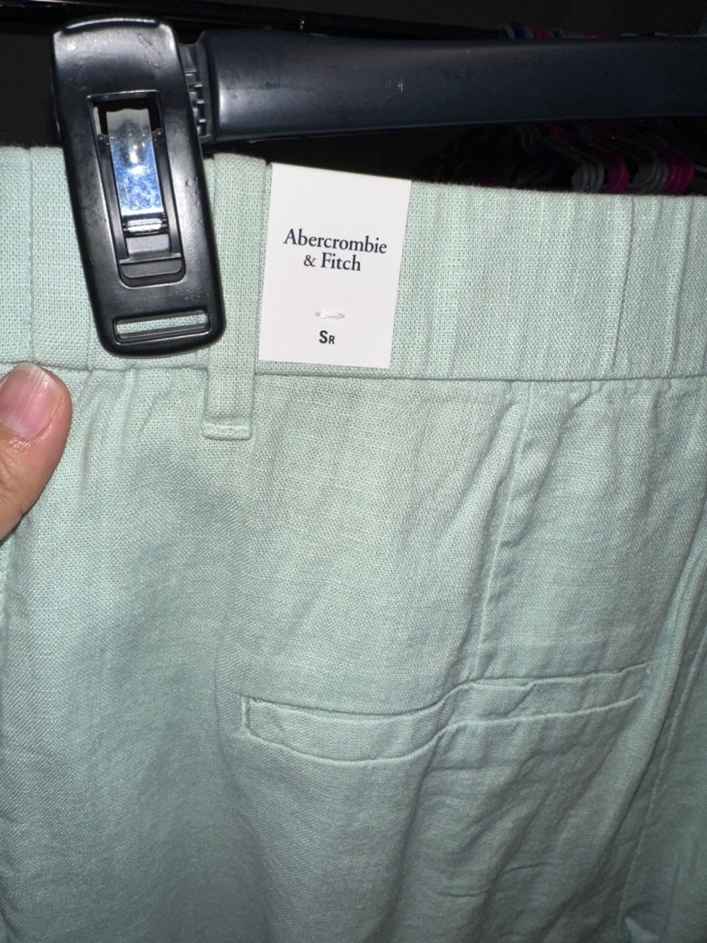 Abercrombie & Fitch Green Linen-Blend Tailored Wide Leg Pant